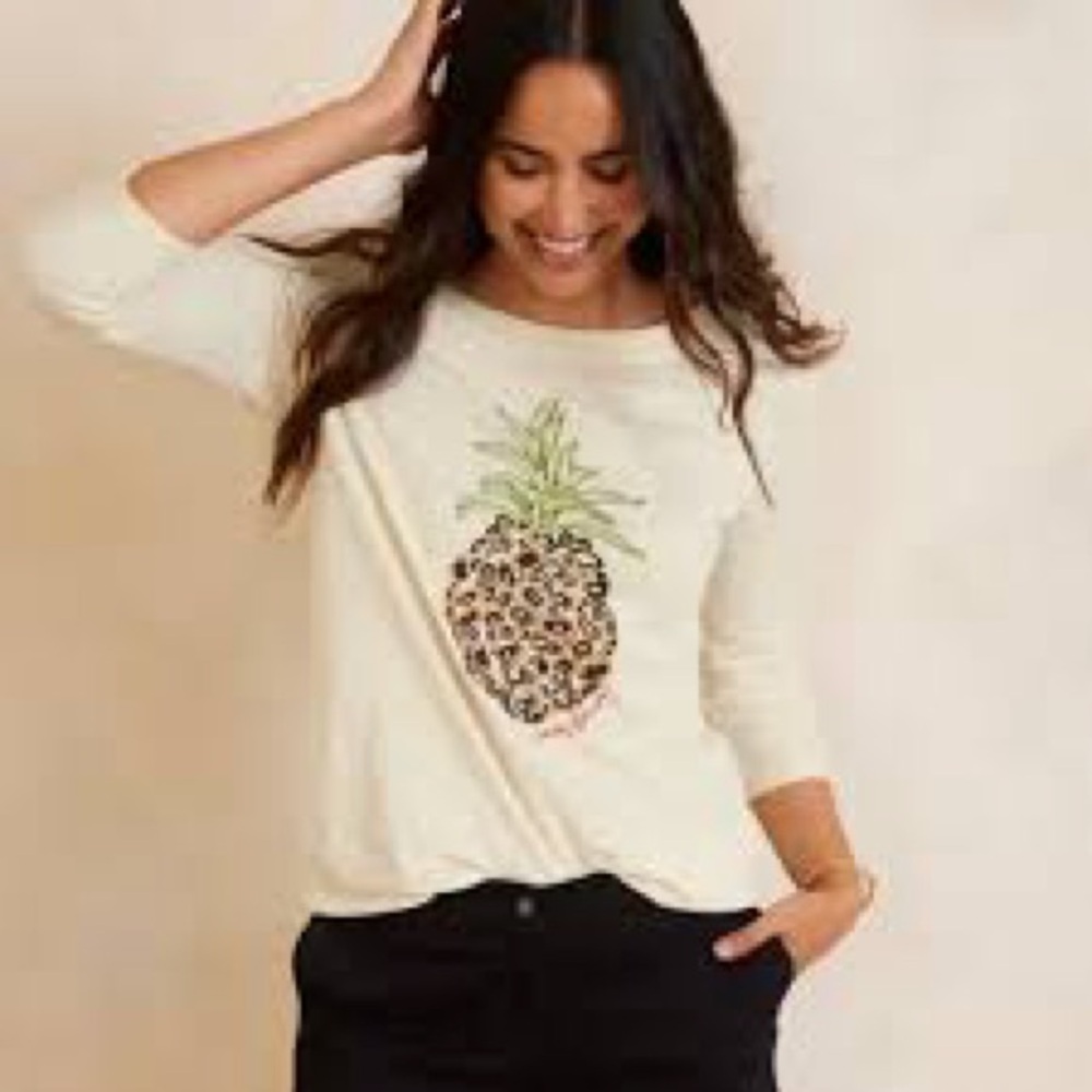 Tommy Bahama Cream Top with Pineapple Design